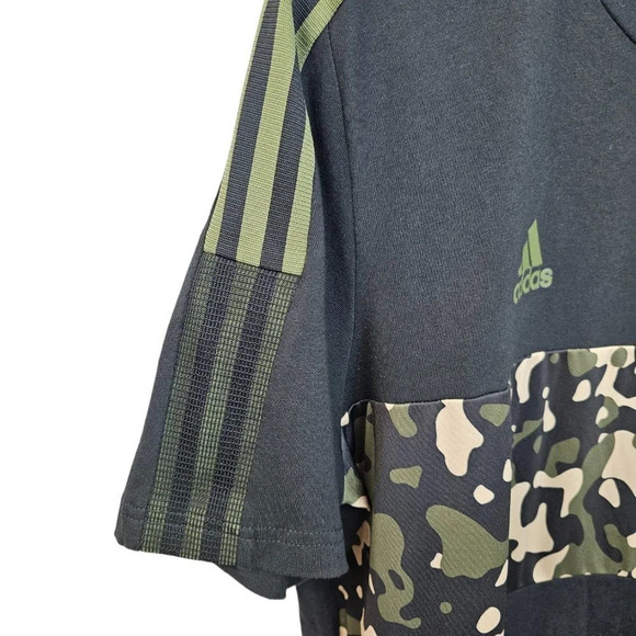 Adidas Mens Camo  3 Striped Tee Size Large Black Green - Picture 3 of 7